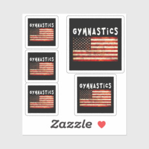 Gymnastics Grunge American USA Flag Sticker