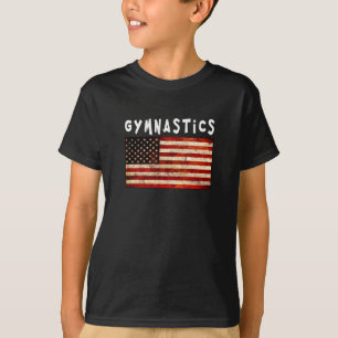 Gymnastics Grunge American USA Flag T-Shirt