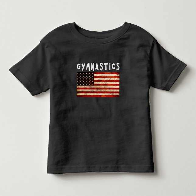Gymnastics Grunge American USA Flag Toddler T-shirt (Front)