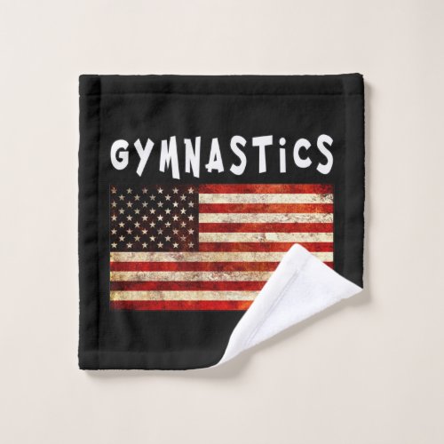 Gymnastics Grunge American USA Flag Wash Cloth
