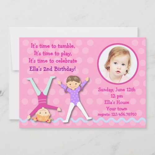 GYMNASTICS Gym Photo Birthday party invitations