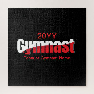 Gymnastics - Gymnast Abstract Word Art Swish Jigsaw Puzzle