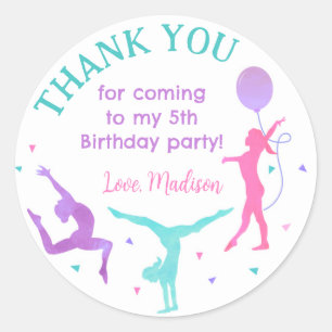 Gymnastics Gymnast Birthday Favor Stickers Labels