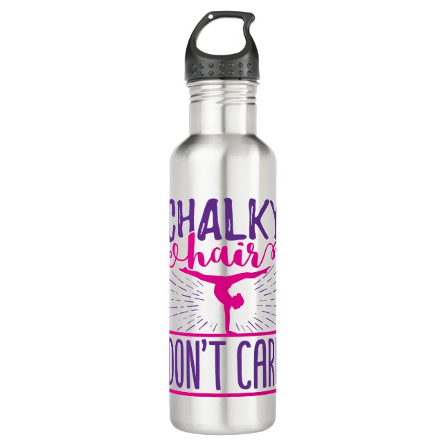 Gymnastics Gymnast Chalky Hair Don't Care Stainless Steel Water Bottle (Front)