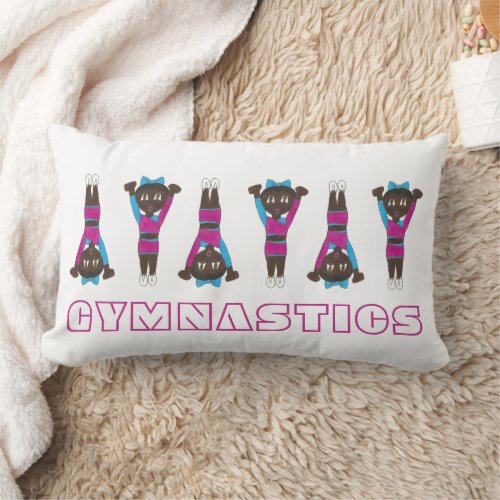 Gymnastics Gymnast Decor Gym Coach Tumbling Pink Lumbar Pillow