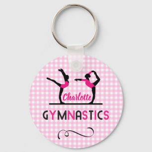 Gymnastics Gymnast Figures Cute Pink Personalized Keychain