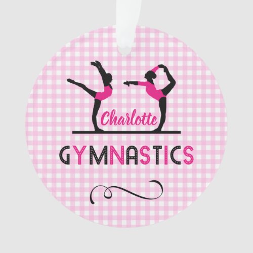 Gymnastics Gymnast Figures Cute Pink Personalized Ornament