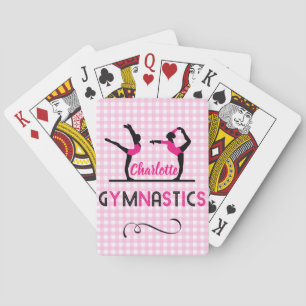 Gymnastics Gymnast Figures Cute Pink Personalized Poker Cards