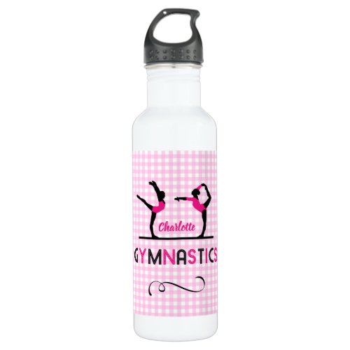 Gymnastics Gymnast Figures Cute Pink Personalized Stainless Steel Water Bottle