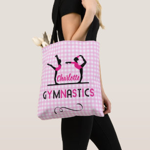 Gymnastics Gymnast Figures Cute Pink Personalized Tote Bag