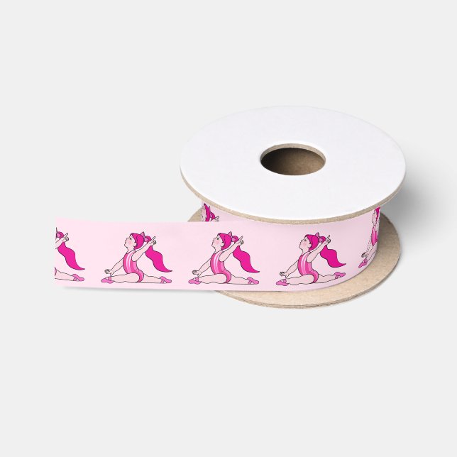 Gymnastics: Gymnast in Pink 1.5 Inches Satin Ribbon (Spool)
