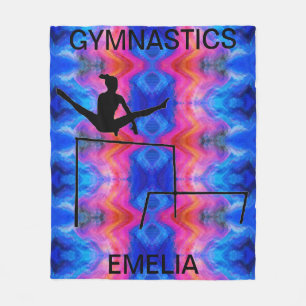 GYMNASTICS GYMNAST ON UNEVEN BARS FLEECE BLANKET.