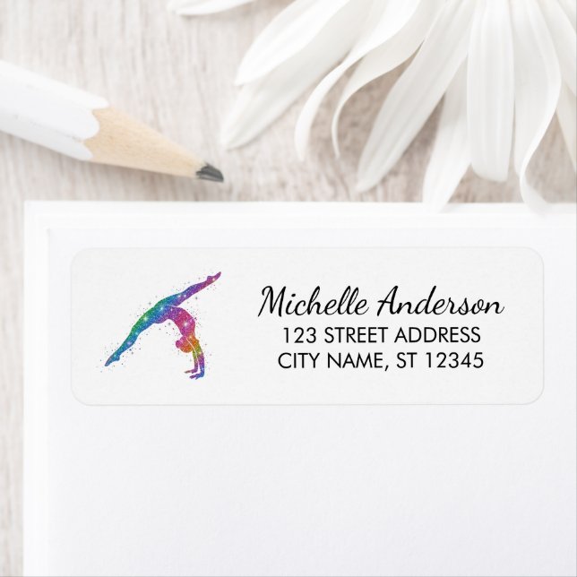 Gymnastics Gymnast Sparkly Glitter Return Address  Label (Insitu)