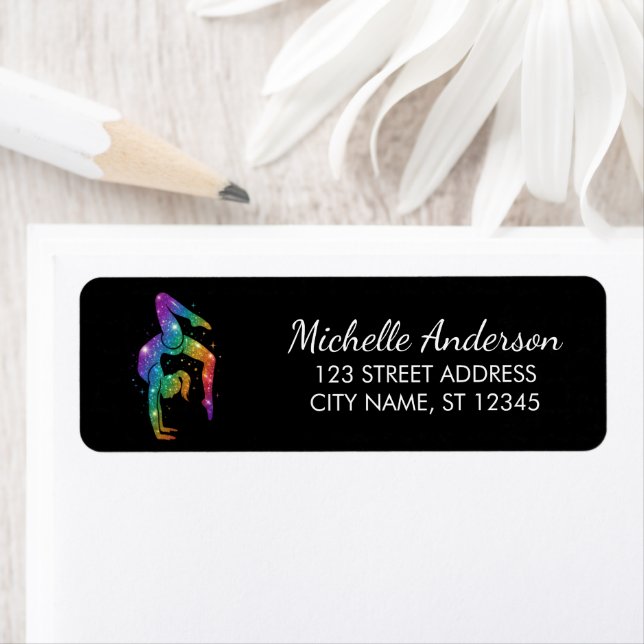 Gymnastics Gymnast Sparkly Glitter Return Address  Label (Insitu)