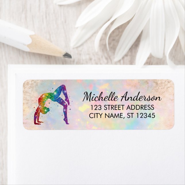 Gymnastics Gymnast Sparkly Glitter Return Address  Label (Insitu)