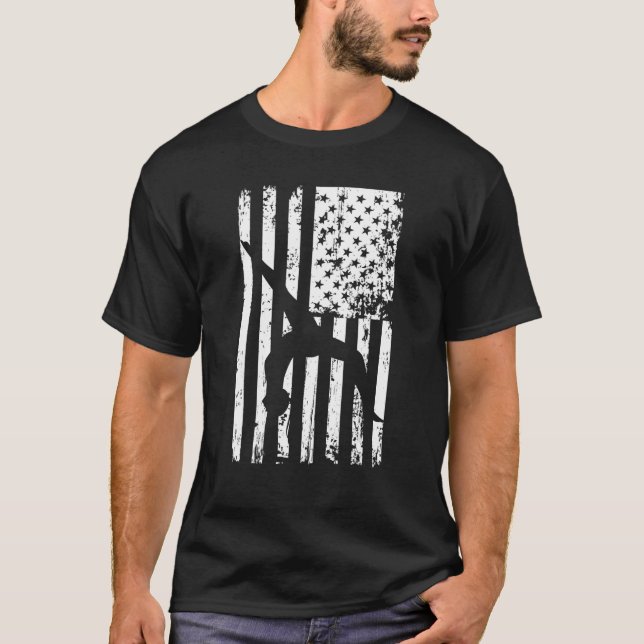 Gymnastics gymnastics coach US flag gymnsatics des T-Shirt (Front)