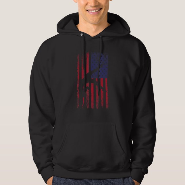 gymnastics gymnsatics US flag gymnastics coach spo Hoodie (Front)
