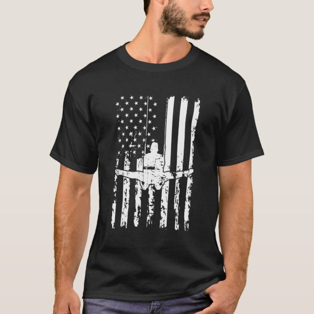 Gymnastics Gymnsatik US flag gymnastics coach gift T-Shirt (Front)
