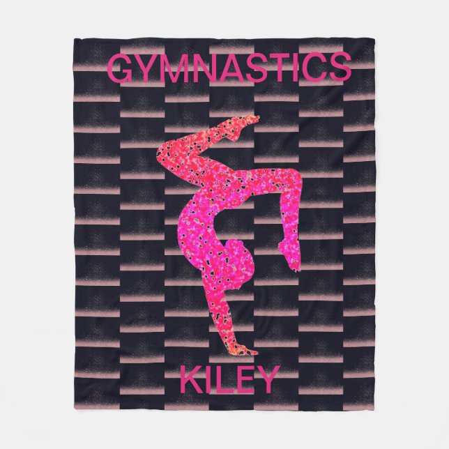 Gymnastics handstand fleece blanket personalized. (Front)