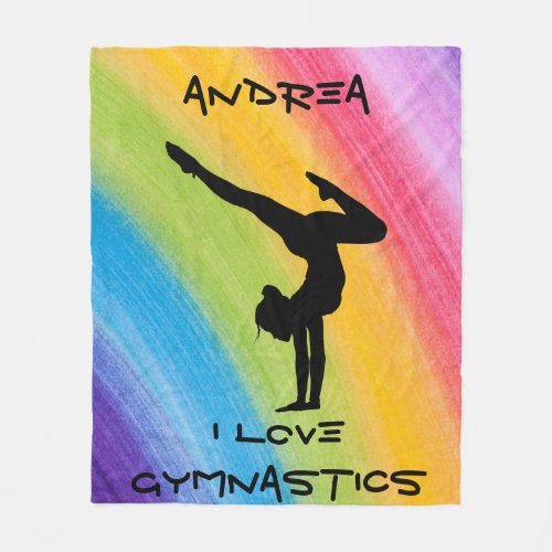 Gymnastics Handstand Rainbow Funky Sketch Font Fleece Blanket
