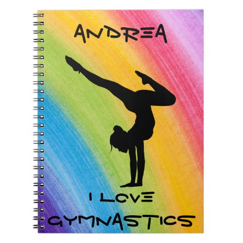 Gymnastics Handstand Rainbow Funky Sketch Font  Notebook