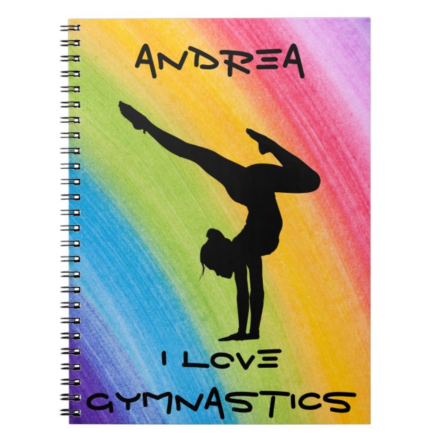Gymnastics Handstand Rainbow Funky Sketch Font  Notebook (Front)