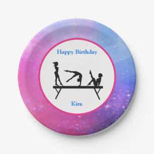 Gymnastics "Happy Birthday" Balance Beam Paper Plates