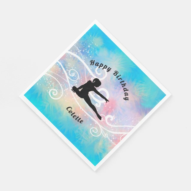 Gymnastics Happy Birthday Custom Swirl Napkins (Corner)