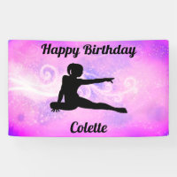 Gymnastics "Happy Birthday" Custom Swirls Banner