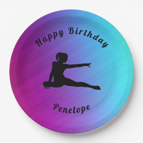 Gymnastics Happy Birthday Gradient Paper Plates