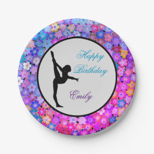 Gymnastics Happy Birthday Personalized Paper Plates