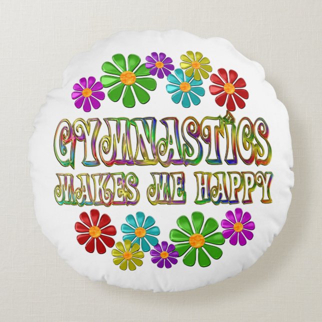 Gymnastics Happy Round Pillow (Front)