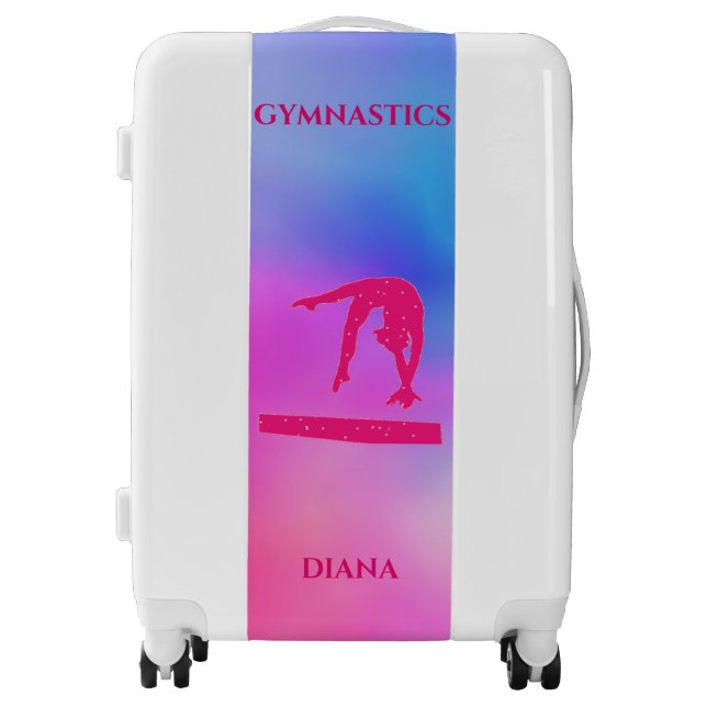 GYMNASTICS HARD SHELL LUGGAGE with custom name. (Front)