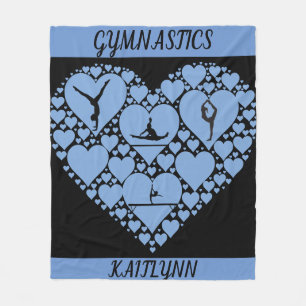 Gymnastics heart fleece blanket personalized.