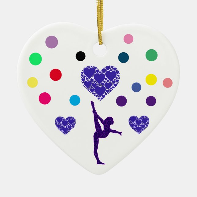 "GYMNASTICS" heart ornament. Ceramic Ornament (Front)