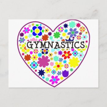 Gymnastics Heart With Flowers Postcard by PolkaDotTees at Zazzle