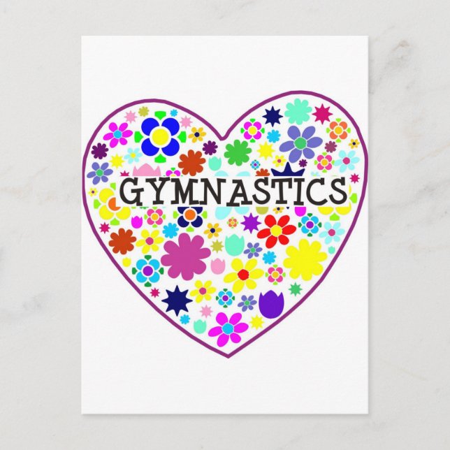 Gymnastics Heart with Flowers Postcard (Front)