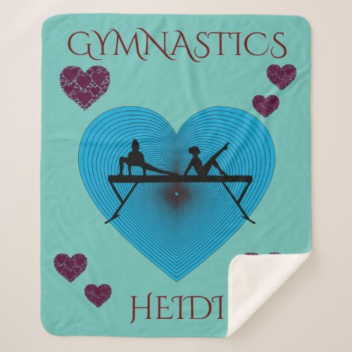 Gymnastics hearts  gymnast custom blanket sherpa blanket