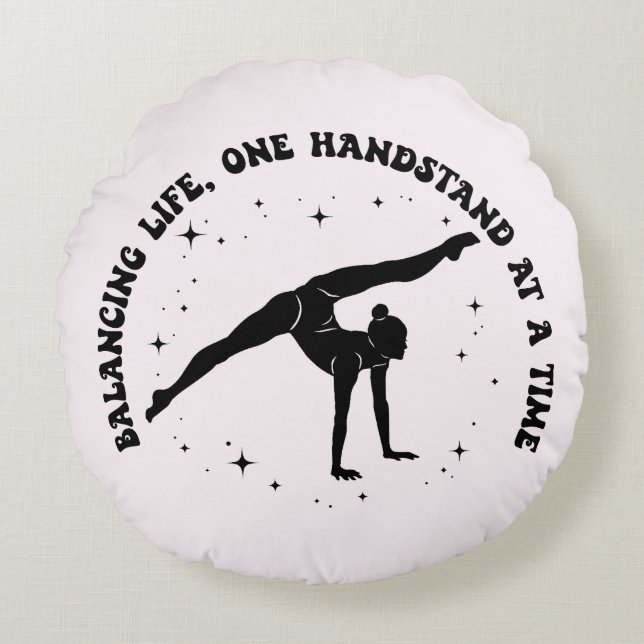 Gymnastics Home Decor for Balanced Living Round Pillow (Front)