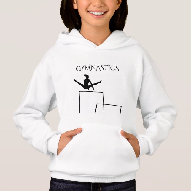 GYMNASTICS hoodie with gymnast for girls. (Front)