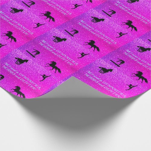 Gymnastics Horses  Glitter Holiday  Birthday Wrapping Paper
