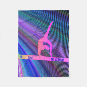 Gymnastics "I love gymnastics" fleece blanket.