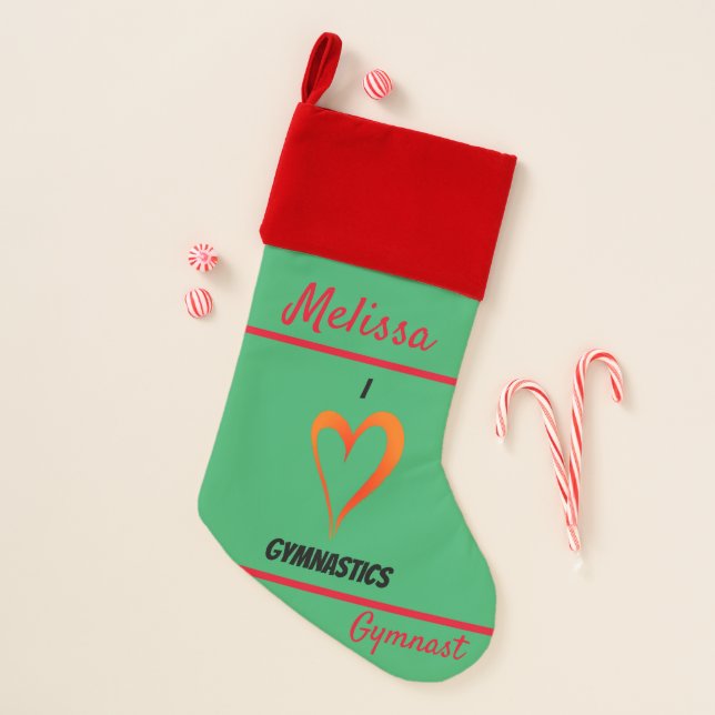 Gymnastics - I Love Gymnastics - Gymnast Christmas Stocking (Front)