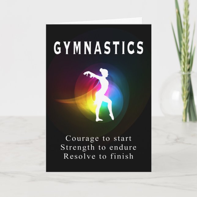 Gymnastics Inspirational Quote Female Silhouette Card (Front)