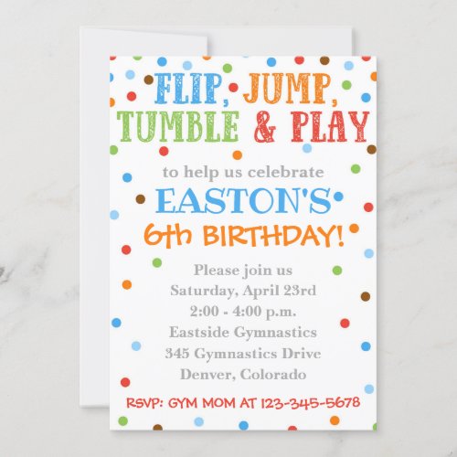 Gymnastics Invitation  Gymnastics Birthday Invite