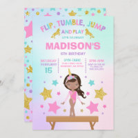 Gymnastics Invitation Unicorn Gymnastics Party