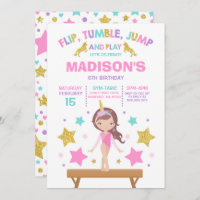 Gymnastics Invitation Unicorn Gymnastics Party