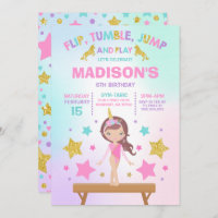 Gymnastics Invitation Unicorn Gymnastics Party