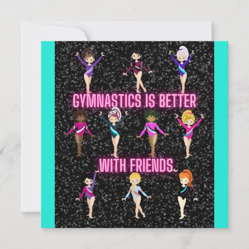 Gymnastics Is Better With Friends Dark Sparkle  Card