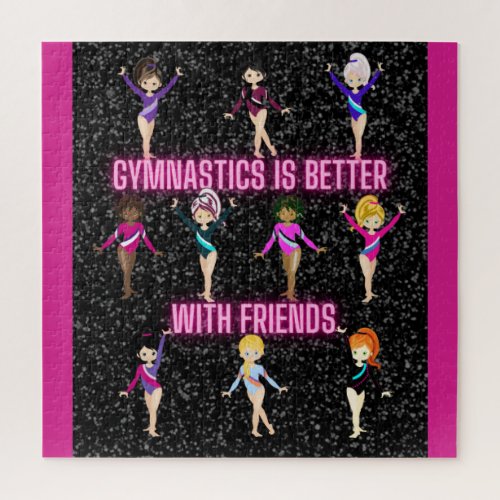 Gymnastics Is Better With Friends Dark Sparkle   Jigsaw Puzzle